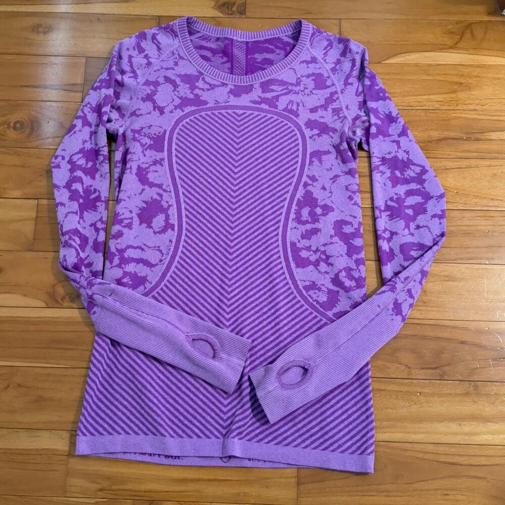 Women Lululemon Swiftly Tech Long Sleeve Crew Heathered Tender Violet Size 8 - Picture 3 of 8
